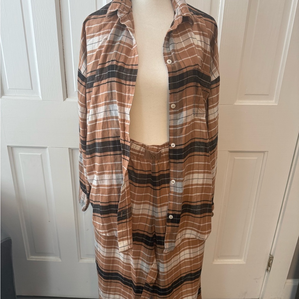 Victoria’s Secrets Plaid Button-Up Shirt and Pajama Set